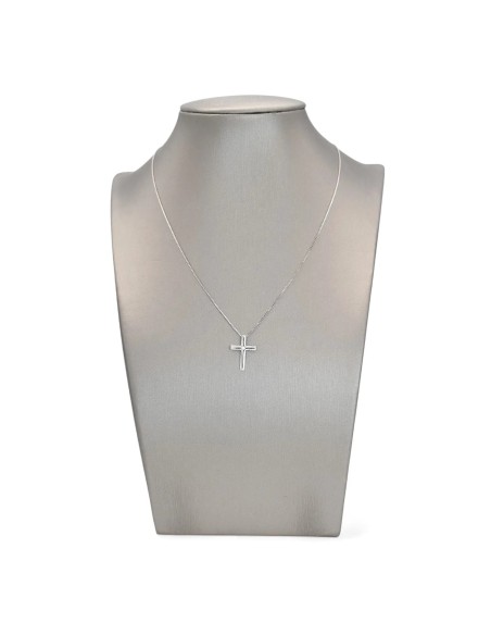 Choker-Halskette aus 18-karätigem Weißgold mit Kreuz und Diamanten