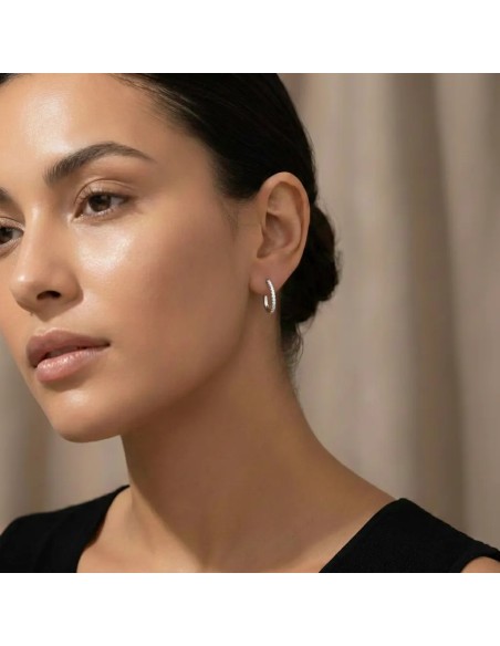 Pendientes de oro blanco de 18 kt con diamantes de talla brillante de 0,10 ct