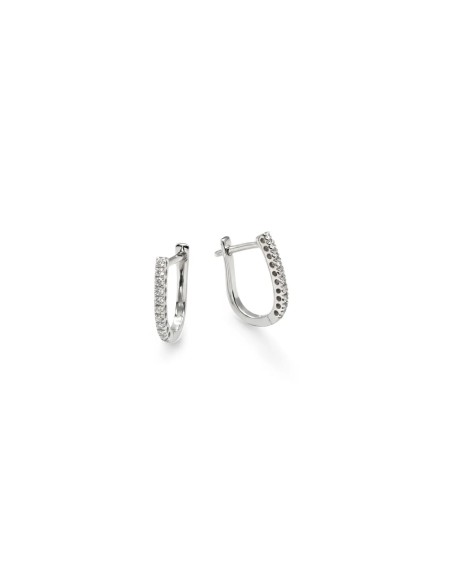 Pendientes de oro blanco de 18 kt con diamantes de talla brillante de 0,10 ct