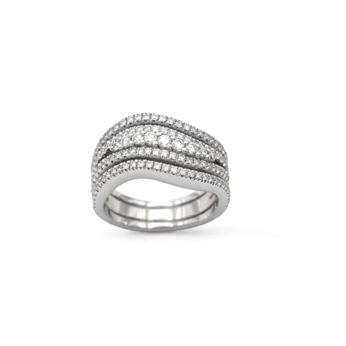 Anello Fascia Importante in Oro Bianco 18kt con Diamanti a Scalare 0,89 ct