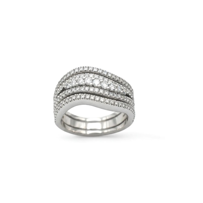 Anello Fascia Importante in Oro Bianco 18kt con Diamanti a Scalare 0,89 ct