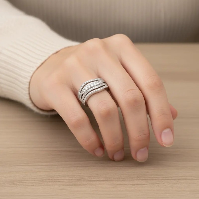 Anillo de oro blanco de 18 kt con diamantes de 0,89 ct