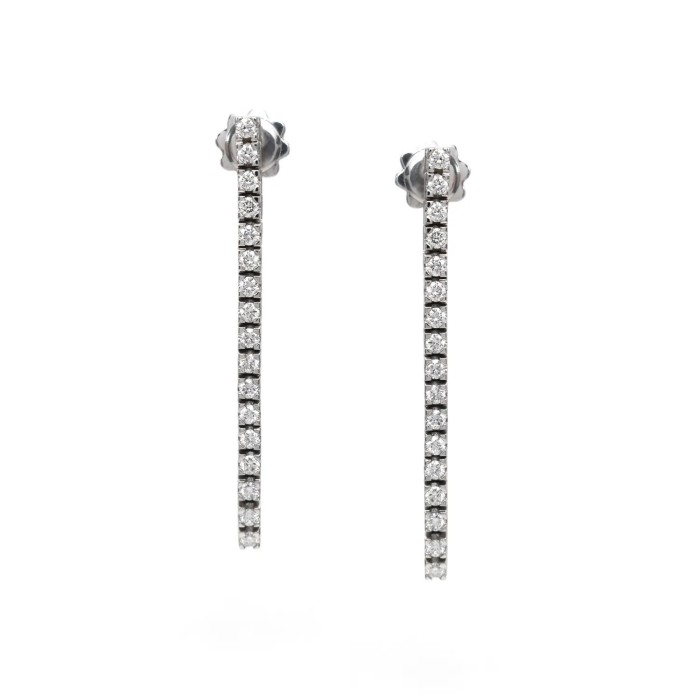 Orecchini Pendenti Tennis in Oro Bianco 18kt con Diamanti 0,86 ct