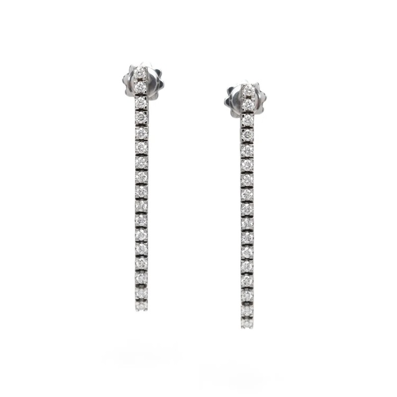 Orecchini Pendenti Tennis in Oro Bianco 18kt con Diamanti 0,86 ct