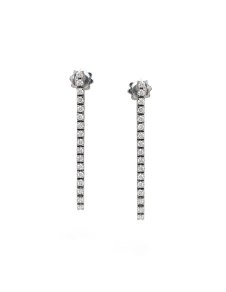 Pendientes colgantes de tenis de oro blanco de 18 kt con diamantes de 0,86 ct