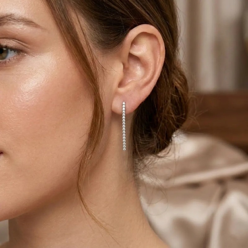 18kt White Gold Tennis Drop Earrings with 0.86ct Diamonds