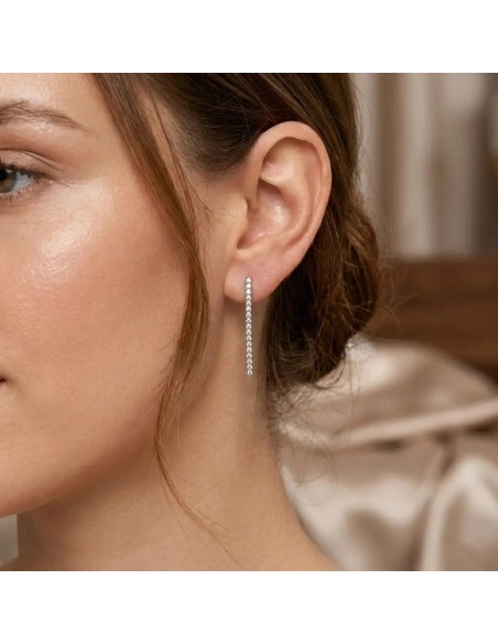 Pendientes colgantes de tenis de oro blanco de 18 kt con diamantes de 0,86 ct