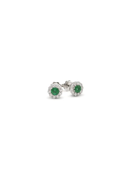 Ear studs with emeralds and diamonds