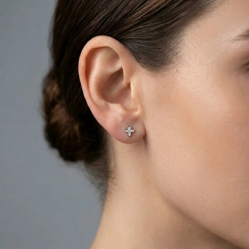 Ohrringe aus 18-karätigem Weißgold mit 0,01 ct Diamanten | Stella Maris