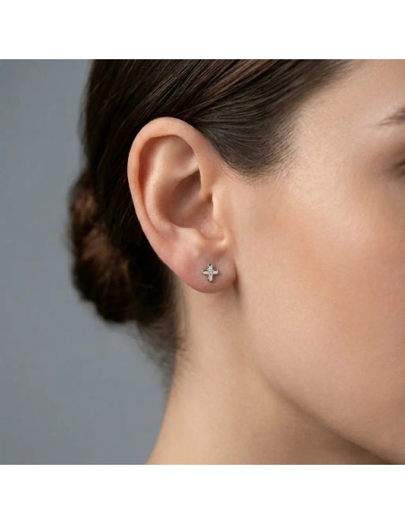 Pendientes Point Light de oro blanco de 18 kt con diamantes de 0,01 ct