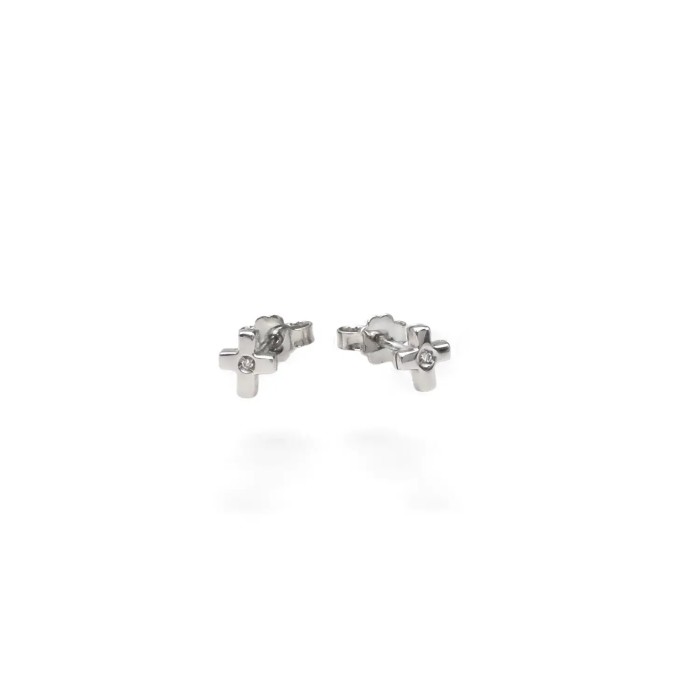 Pendientes Point Light de oro blanco de 18 kt con diamantes de 0,01 ct