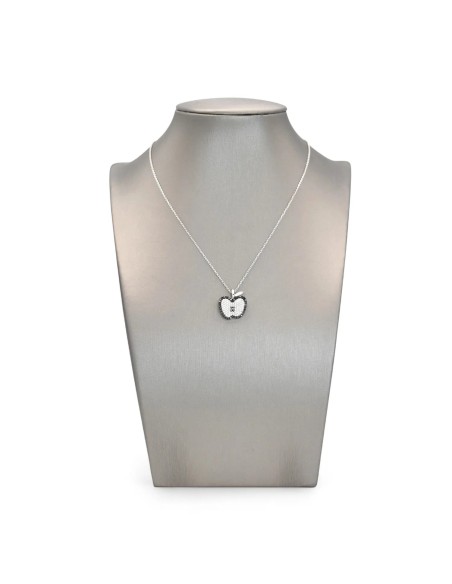 Collar con colgante "Manzana" de oro blanco de 18 kt con diamantes blancos y negros