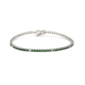 Tennisarmband aus Weißgold mit Smaragden und Diamanten