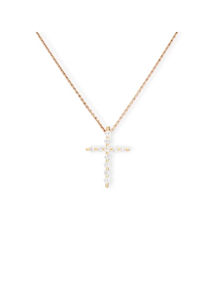 Collar con colgante de cruz de oro amarillo de 18 kt con diamantes de 0,33 ct