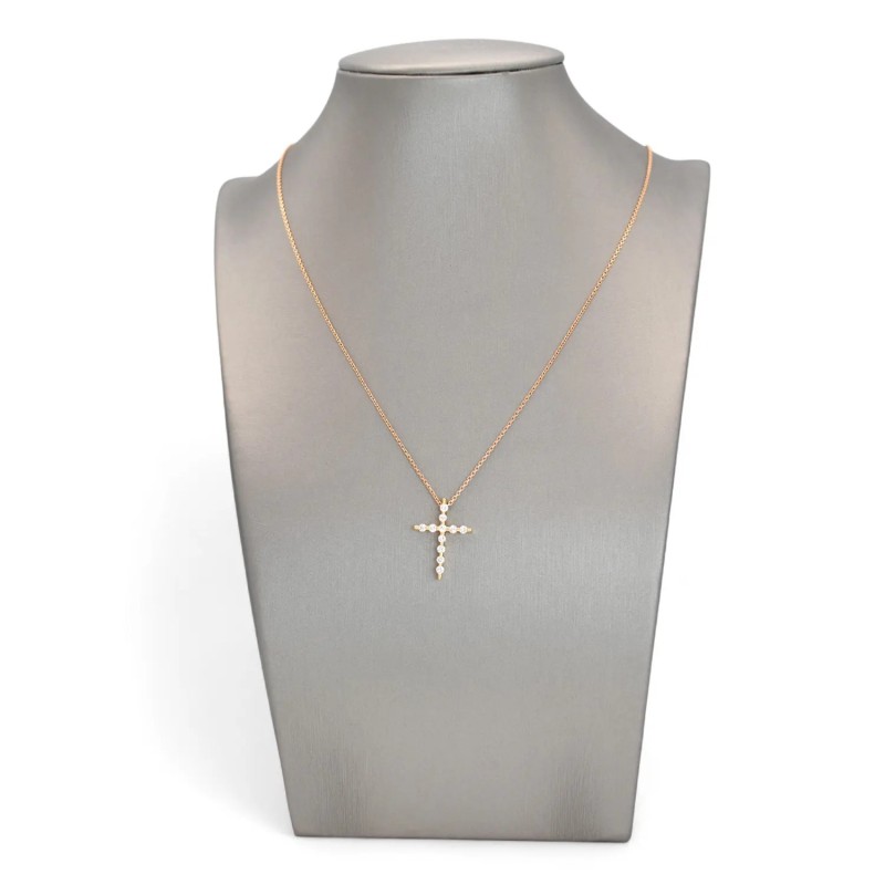 18kt Yellow Gold Cross Pendant Necklace with 0.33ct Diamonds