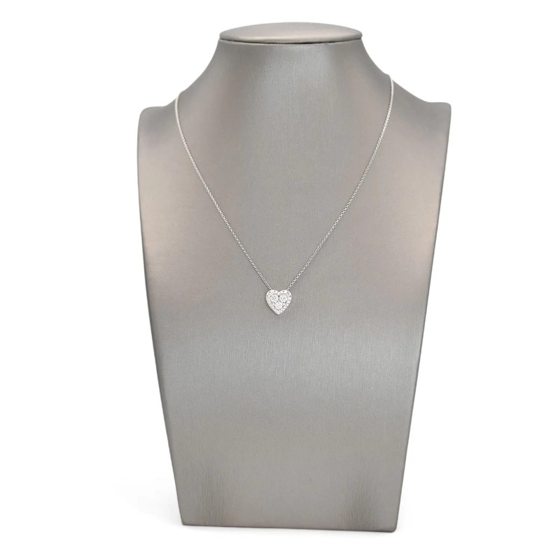 Collana con Pendente a Cuore in Oro Bianco 18kt e Diamanti 0,56 ct