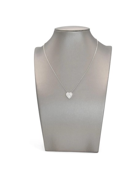 Collana con Pendente a Cuore in Oro Bianco 18kt e Diamanti 0,56 ct