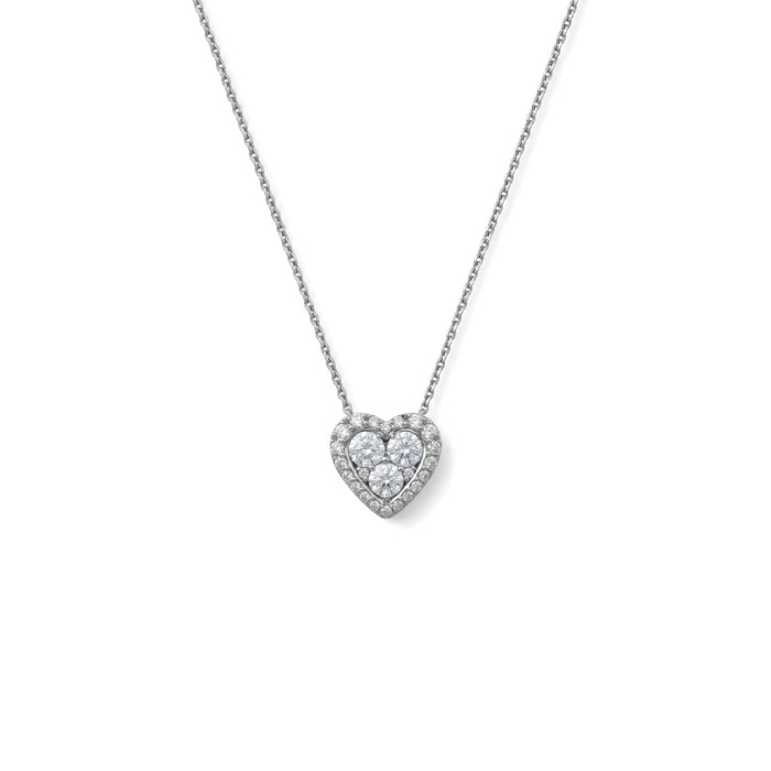 Collana con Pendente a Cuore in Oro Bianco 18kt e Diamanti 0,56 ct