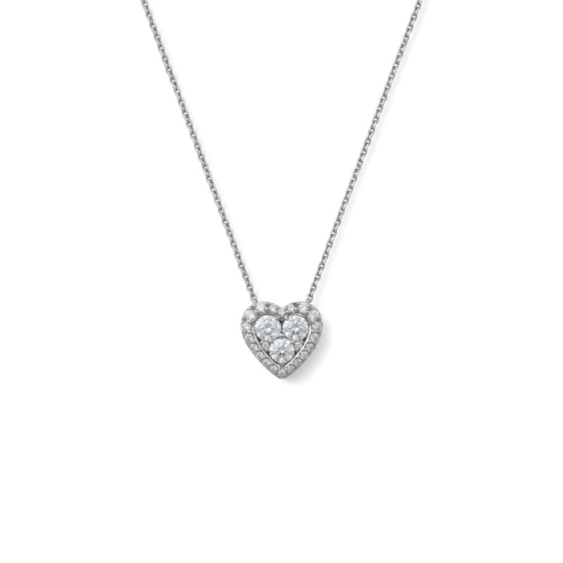 18kt White Gold Heart Pendant Necklace with 0.56ct Diamonds