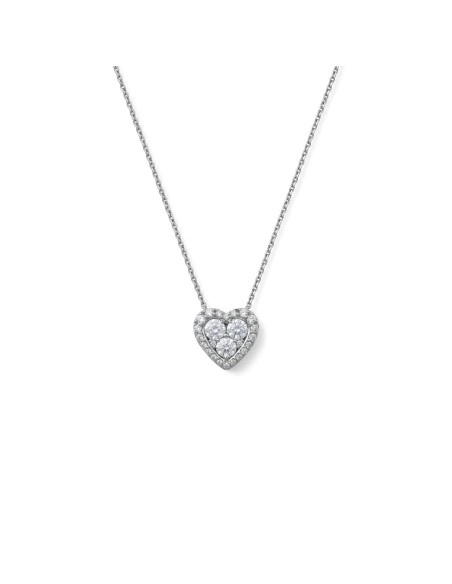 Collana con Pendente a Cuore in Oro Bianco 18kt e Diamanti 0,56 ct