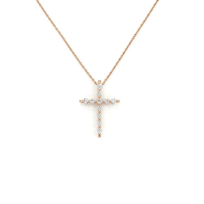 18kt Yellow Gold Cross Pendant Necklace with 0.33ct Diamonds