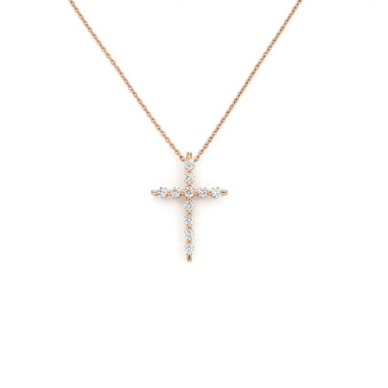 18kt Yellow Gold Cross Pendant Necklace with 0.33ct Diamonds