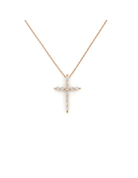 Collar con colgante de cruz de oro amarillo de 18 kt con diamantes de 0,33 ct