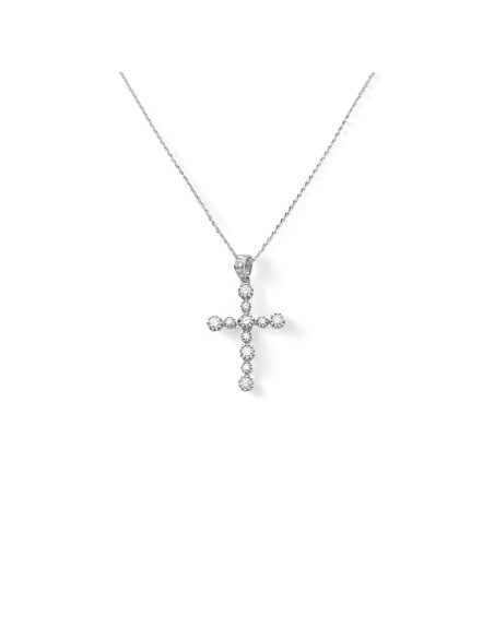 18kt White Gold Cross Pendant Necklace with 0.32ct Diamonds