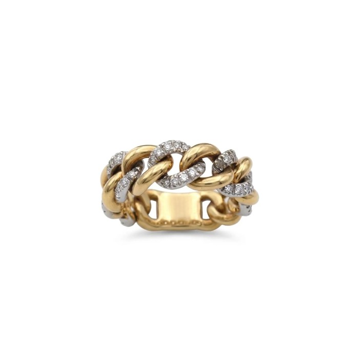 18kt Two-Tone Gold Soft Chain Ring with 0.48ct Diamonds