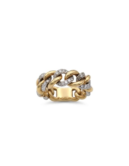 Anillo de cadena suave de oro bicolor de 18 kt con diamantes de 0,48 ct