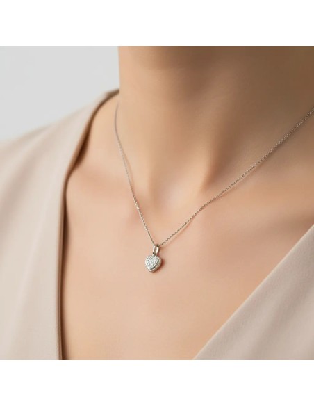 "Sweet Light" Heart Pendant Necklace in 18kt White Gold and 0.04ct Diamonds