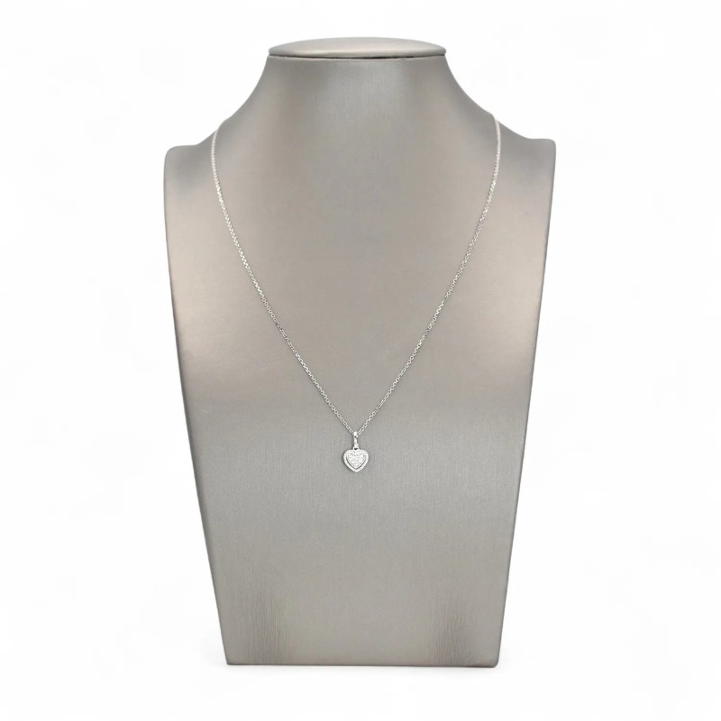 "Sweet Light" Heart Pendant Necklace in 18kt White Gold and 0.04ct Diamonds