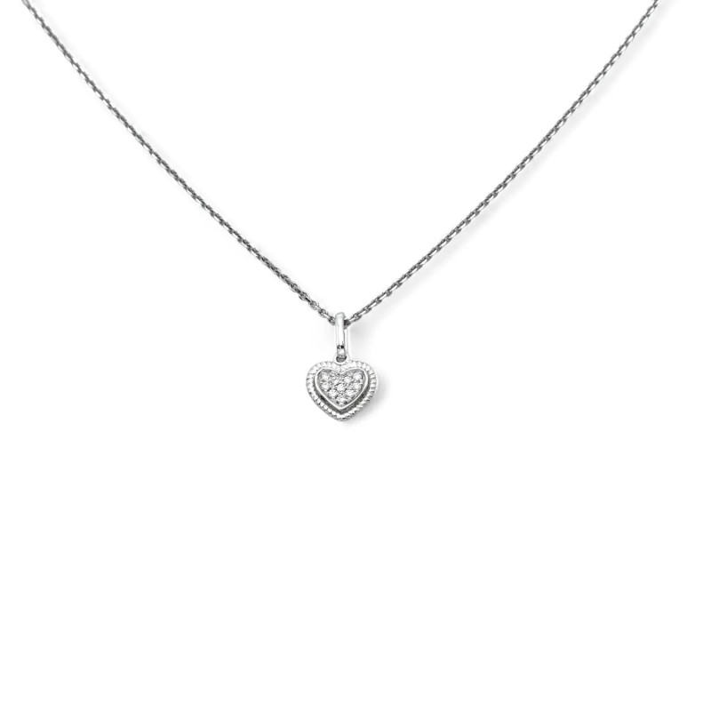 Collar con colgante de corazón "Sweet Light" en oro blanco de 18 kt y diamantes de 0,04 ct.