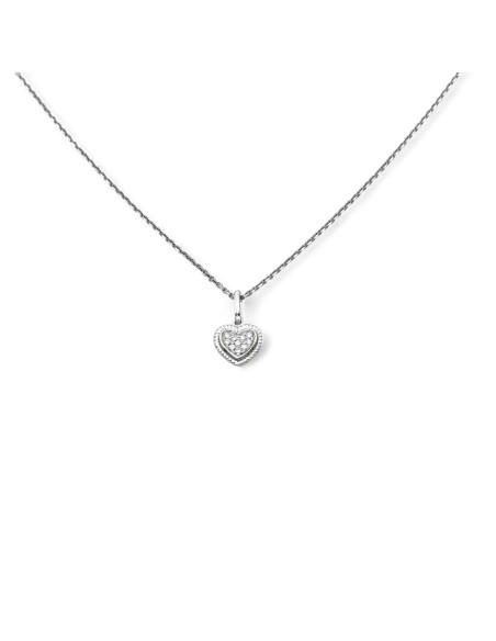 Collana con Pendente a Cuore "Sweet Light" in Oro Bianco 18kt e Diamanti 0,04 ct