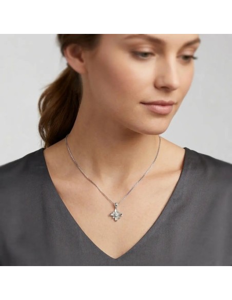 Collana "Fiore di Luce" in Oro Bianco 18kt e Diamante 0,07 ct