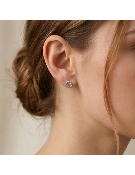 Orecchini a Lobo "Double Circle" in Oro Bianco 18kt e Diamanti