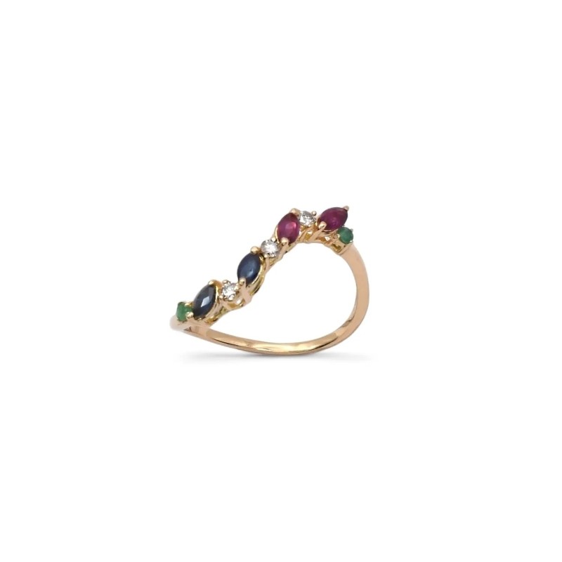 18kt Rose Gold "Rainbow Eternity" Ring with Precious Gems and Diamonds