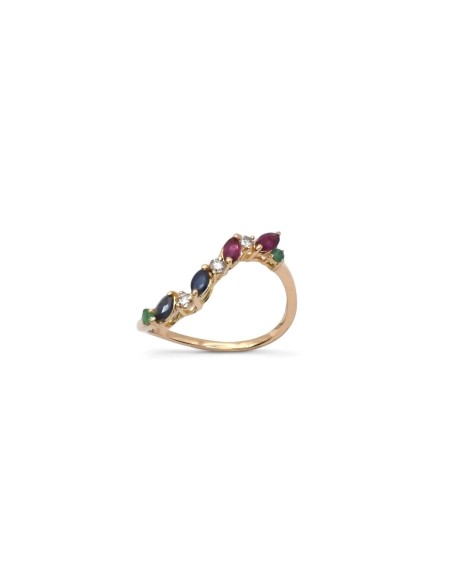 18kt Rose Gold "Rainbow Eternity" Ring with Precious Gems and Diamonds