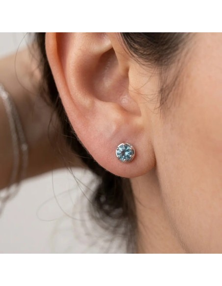 18kt White Gold Earrings with 0.22ct Aquamarine | Stella Maris