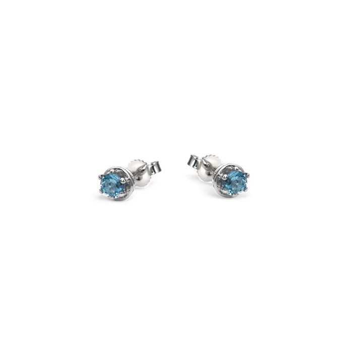 Pendientes de oro blanco de 18 kt con aguamarina de 0,22 ct | Stella Maris