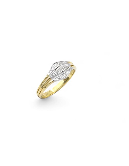 Zweifarbiger Ring „Cross-Light“ aus 18-karätigem Gold und 0,10 ct Diamanten