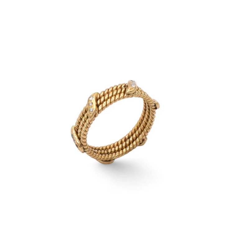 Anello "Sinuous Wave" in Oro Rosa 18kt e Diamanti 0,10 ct