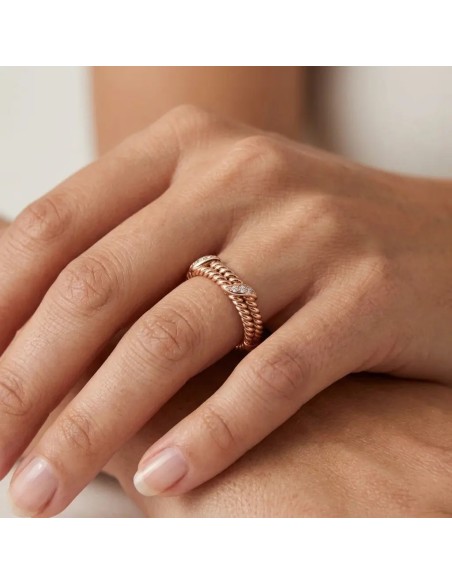 Sinuous Ring in 18kt Rose Gold with 0.10ct Diamonds | Stella Maris