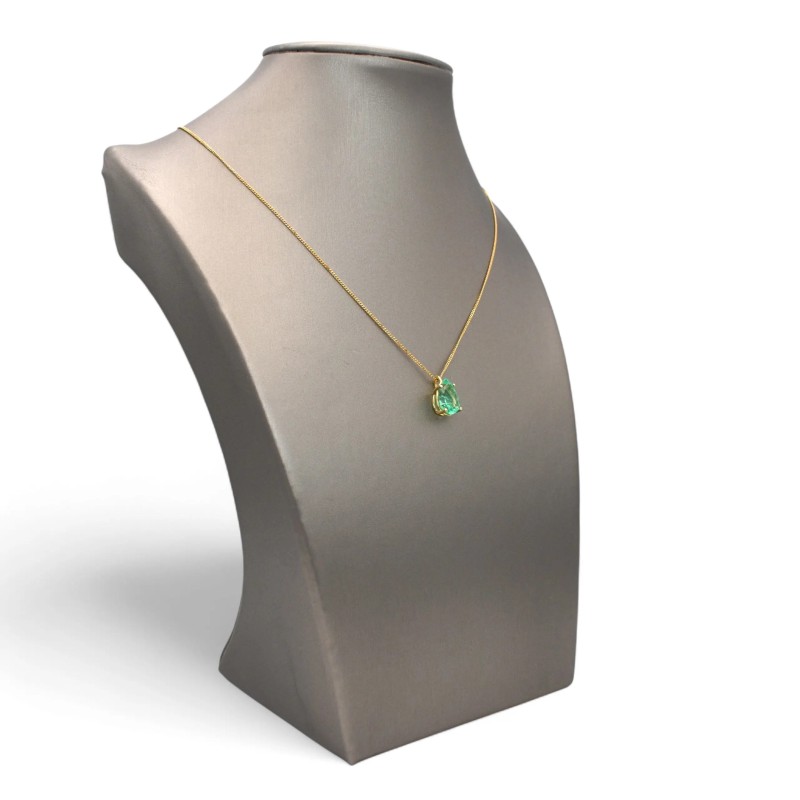 Halskette mit Anhänger „Tropfen der Natur“ aus 18-karätigem Gelbgold und einem 1,85 ct Smaragd