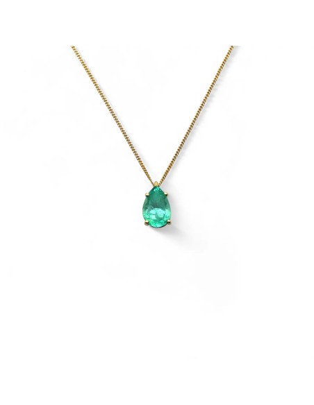 "Drop of Nature" Pendant Necklace in 18kt Yellow Gold and 1.85ct Emerald