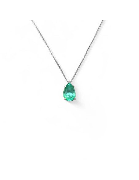 Halskette „Royal Drop“ aus 18-karätigem Weißgold mit tropfenförmigem Smaragd (2,40 ct)