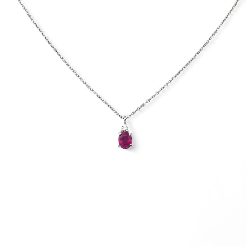 Halskette mit Rubin- und Diamantanhänger