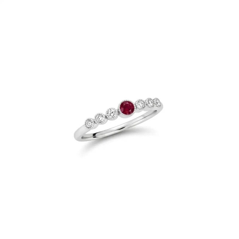 18kt White Gold Ring with Round Ruby and Diamonds