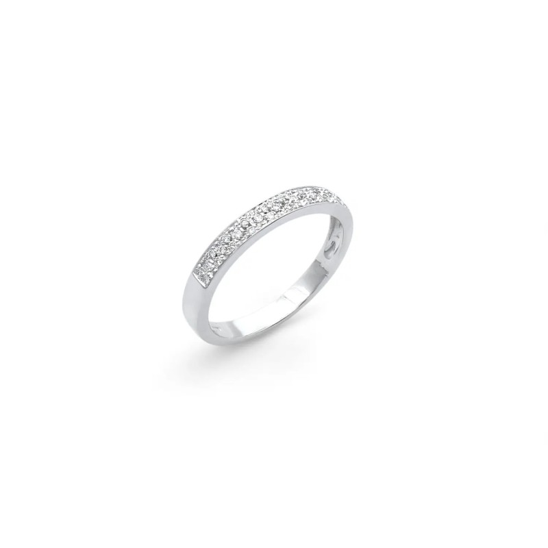 Anello Veretta a Fascia in Oro Bianco 18kt con Diamanti 0,15 ct
