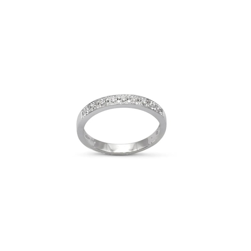 Anello Veretta a Fascia in Oro Bianco 18kt con Diamanti 0,15 ct